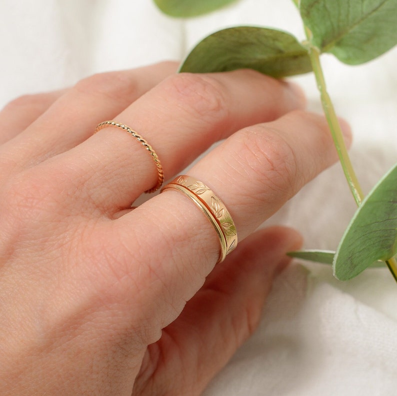 Rope Ring, Simple Ring, Gold Band, Stacker ring, Stackable ring, Dainty Ring, Gold Fill Ring, Silver ring, Rose Gold ring, Gold rope ring image 2