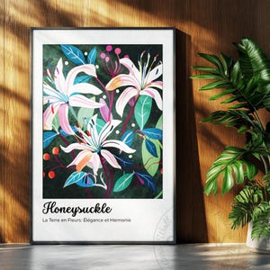Birth month prints, Birth Flower Wall Art Decor, Birth flower digital prints, Honeysuckle-June, birth flower gifts, birthday gift poster