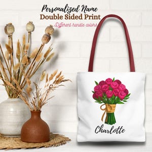 Personalized bridesmaid tote bags, Flowers Wedding Party Gift, bridesmaid gifts bag, Floral Wedding bag Bride beach bag Cute teachers gift