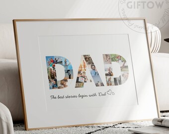 Personlig fotokollagepresent till pappa: Canva-mall för fars dag (digital nedladdning)