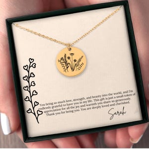 Collier bohème de fleurs sauvages, bijoux de carte de message cadeau, collier minimaliste, collier d'été, cadeau de collier de jardin de grand-mère, collier floral