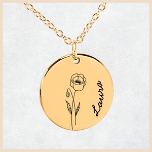 Geburtsblume Halskette, Halskette für Mutter, Geburtstagsgeschenk Halskette, Geburtsmonat Halskette, personalisierte Geschenke Halskette, Geburtsblume Schmuck Geschenk