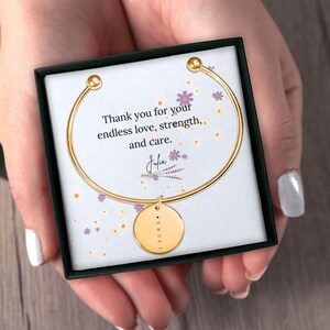 Pulseira de pulseira personalizada, joias de cartão de mensagem personalizadas, pulseira minimalista, pulseira de dama de honra, pulseira ajustável, presente de pulseira de punho