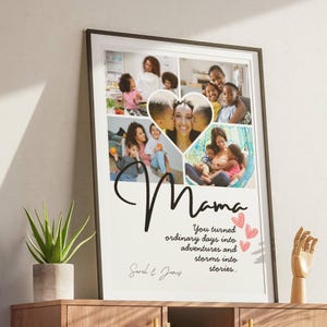Mama photo collage, Personalized Best Mothers&#39;s Day Gift, DIY Moms birthday gift collage, Mama kids photo collage, canva digital template