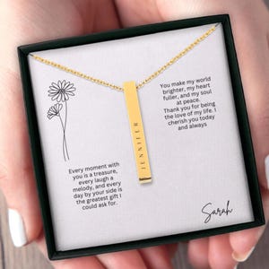3D Bar Halskette, Vertikale Bar Halskette, benutzerdefinierte Namenskette, minimalistischer Schmuck, Mama Halskette Geschenk, Nachrichtenkarte Geburtstagsgeschenk
