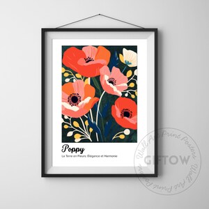 Birth month prints, Birth Flower Wall Art Decor, Birth flower digital prints, Poppy Art August, birth flower gifts, birthday gift wall art