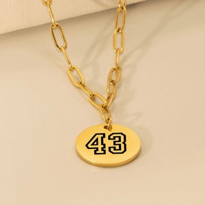 Personalized Number Pendant Necklace: Paperclip Chain, Sports Fan Gift