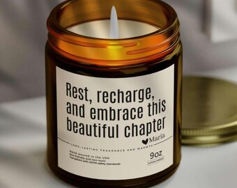 Personalized Scented Candle Gift: Coconut Apricot Wax, Gold Lid