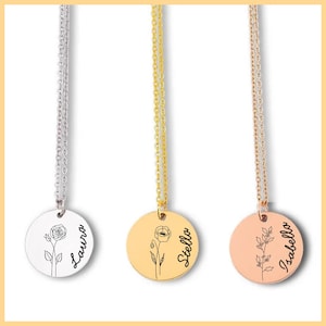 Birth month gifts, Birth flower name necklace, necklaces for mom, birthday gift necklace, birth month necklace, personalized gift necklace