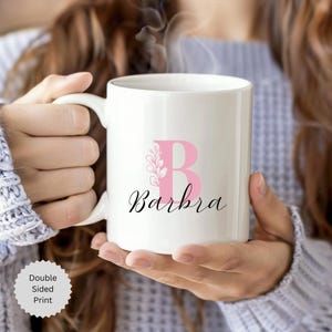 Tazas de café con nombre inicial, taza de café con monograma, regalo de cumpleaños, taza con letra inicial, regalo para amigo, tazas personalizadas, taza de café personalizada