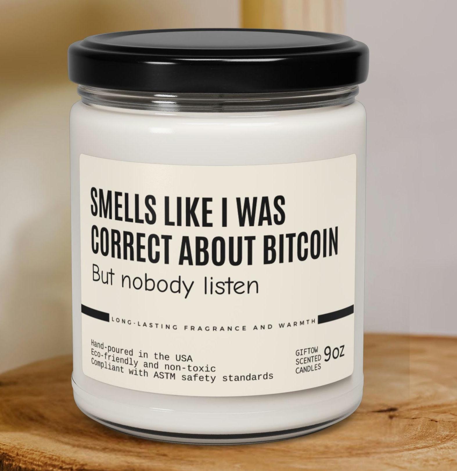 ビットコインキャンドル：「ビットコインについて私が正しかったような香り」 - 暗号トレーダーギフト - Etsy 日本