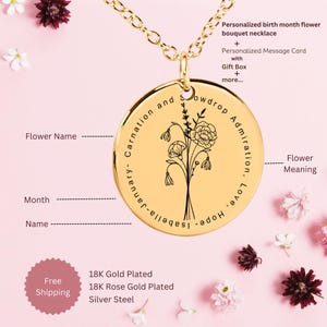 colar de flores de nascimento, colar feminino, presentes personalizados, colar boutique de flores de nascimento, presentes de flores de nascimento, colar de flores de nascimento personalizado