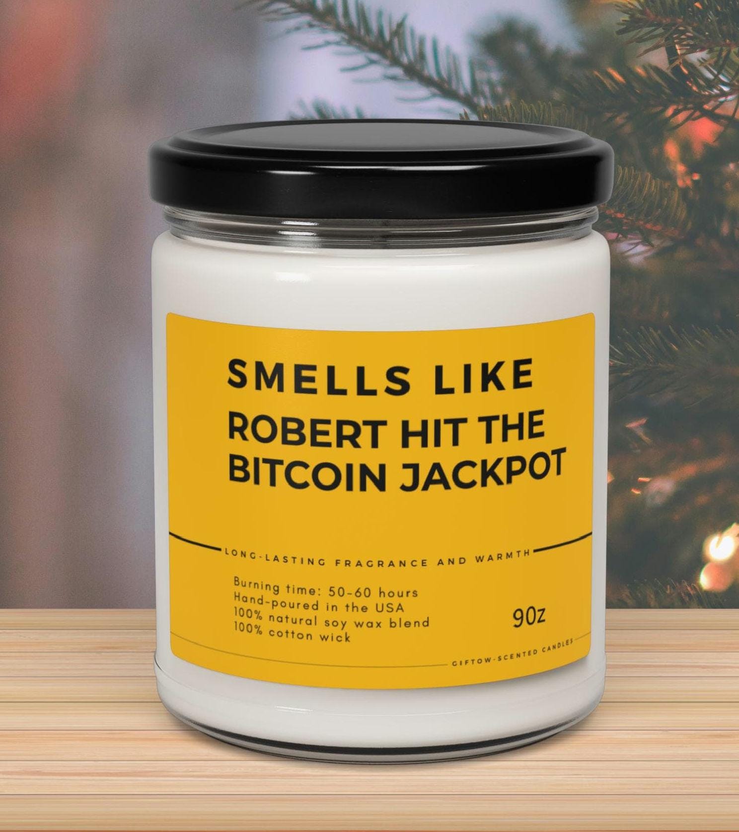 ビットコイン・ジャックポット・キャンドル：面白い暗号通貨ギフト、ミニマリストなインテリア