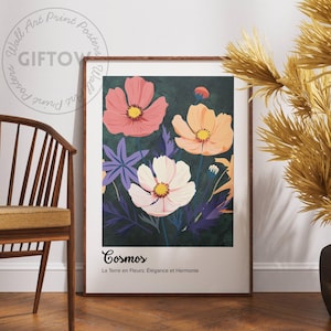 Birth month prints, Birth Flower Wall Art Decor, Birth flower digital prints, Cosmos-October, birth flower gifts, birthday gift wall poster