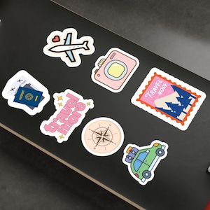 Travel kiss cut stickers, Luggage sticker, Vinyl Decals, water bottle stickers, scrapbook stickers, waterproof sticker, suitcase stickers