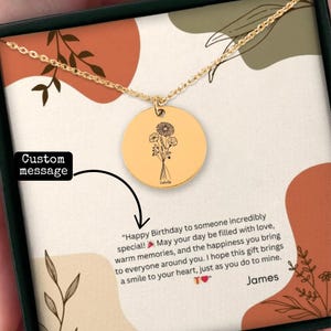 geboortebloemketting, ketting voor vrouwen, gegraveerde ketting, madeliefjeketting, geboortebloemsieraden, aangepaste bloemenketting geboortemaand