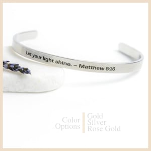 Pulsera para hombre, pulsera con versículo bíblico, regalo para papá, pulsera de regalo para el día del padre, pulsera personalizada, deja que tu luz brille,
