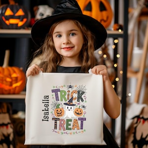 Personalized trick or treat bags, Custom Halloween bag, Kids candy bag, trick or treat totes,Halloween bucket, Candy Sack Bucket