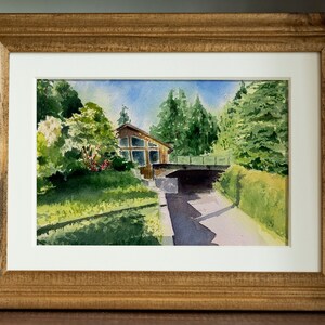 Dipinto originale fatto a mano su misura per la casa da foto, dipinto ad acquerello della tua bella casa