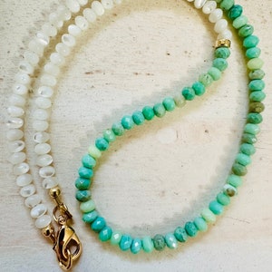4mm smooth rondelle mother of pearland chrysoprase beads