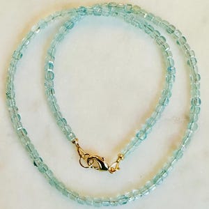 Light Blue Topaz Beaded Necklace: 18k Gold Filled Clasp, Boho Jewelry