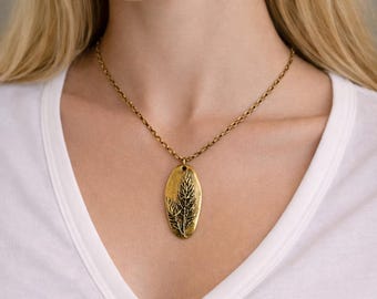 Denali Pine Tree Pendant Necklace: Gold, Silver, or Copper Layering Necklace, Adjustable Length