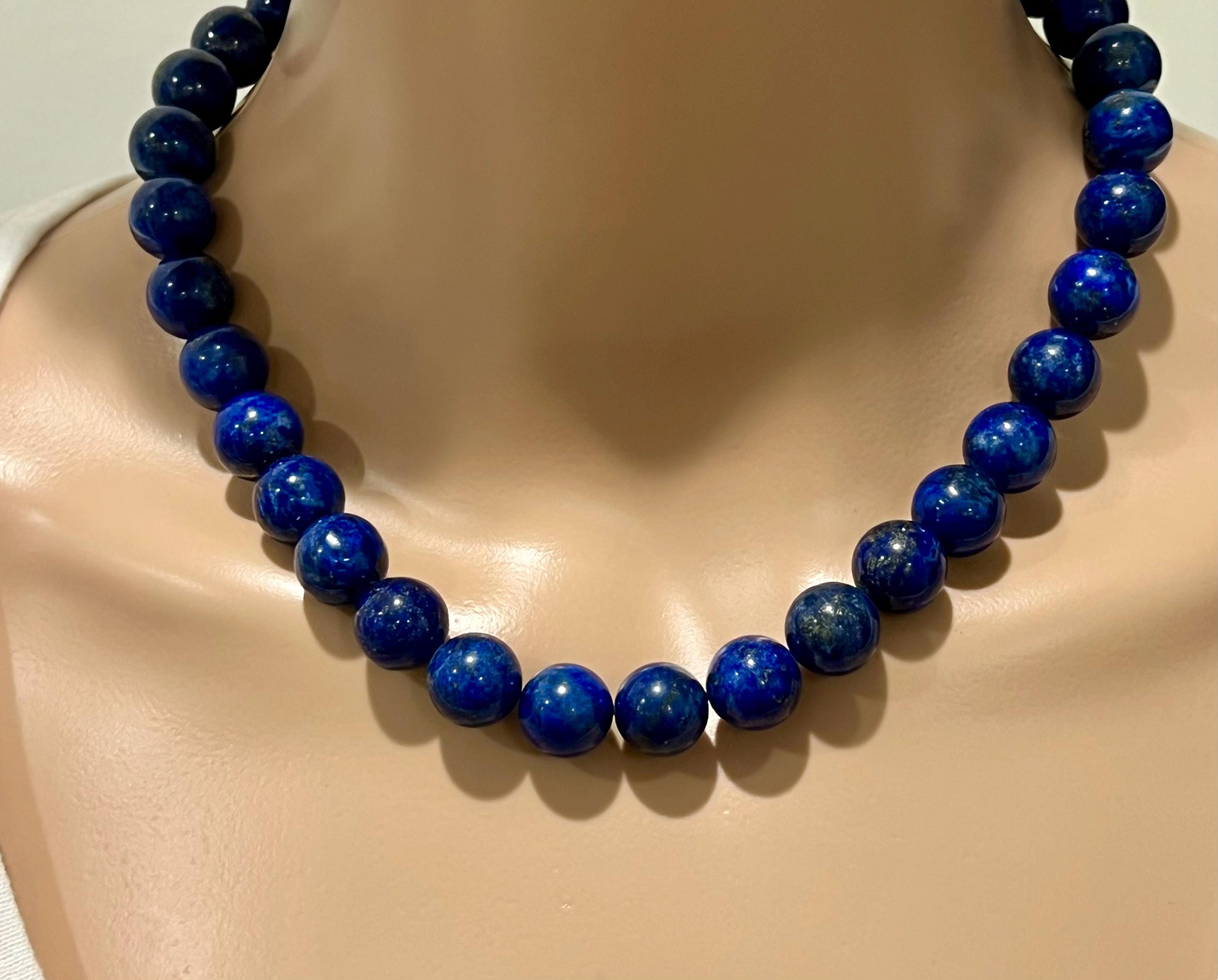 Perline rotonde di lapislazzuli blu da 12 mm, semi preziose