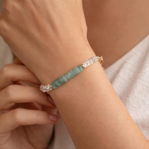 Grandidierite Bracelet: Herkimer Diamond and 4.75mm Heishi Cut  Gemstone, Gold Filled Clasp, 6.5-8 inch Length Natural Gemstone Bracelet