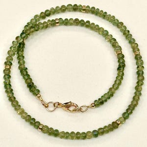 Grüne Apatit Perlenkette: 18k Gold Filled Verschluss, Handgeschliffener Edelstein