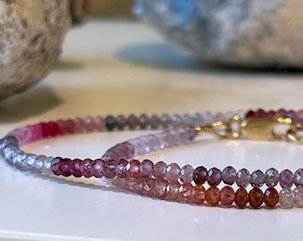 Collar de espinela con cuentas de 3,2 mm, rondel facetado AAA, collar de espinela con cuentas de piedras semipreciosas, collar de longitud ajustable.