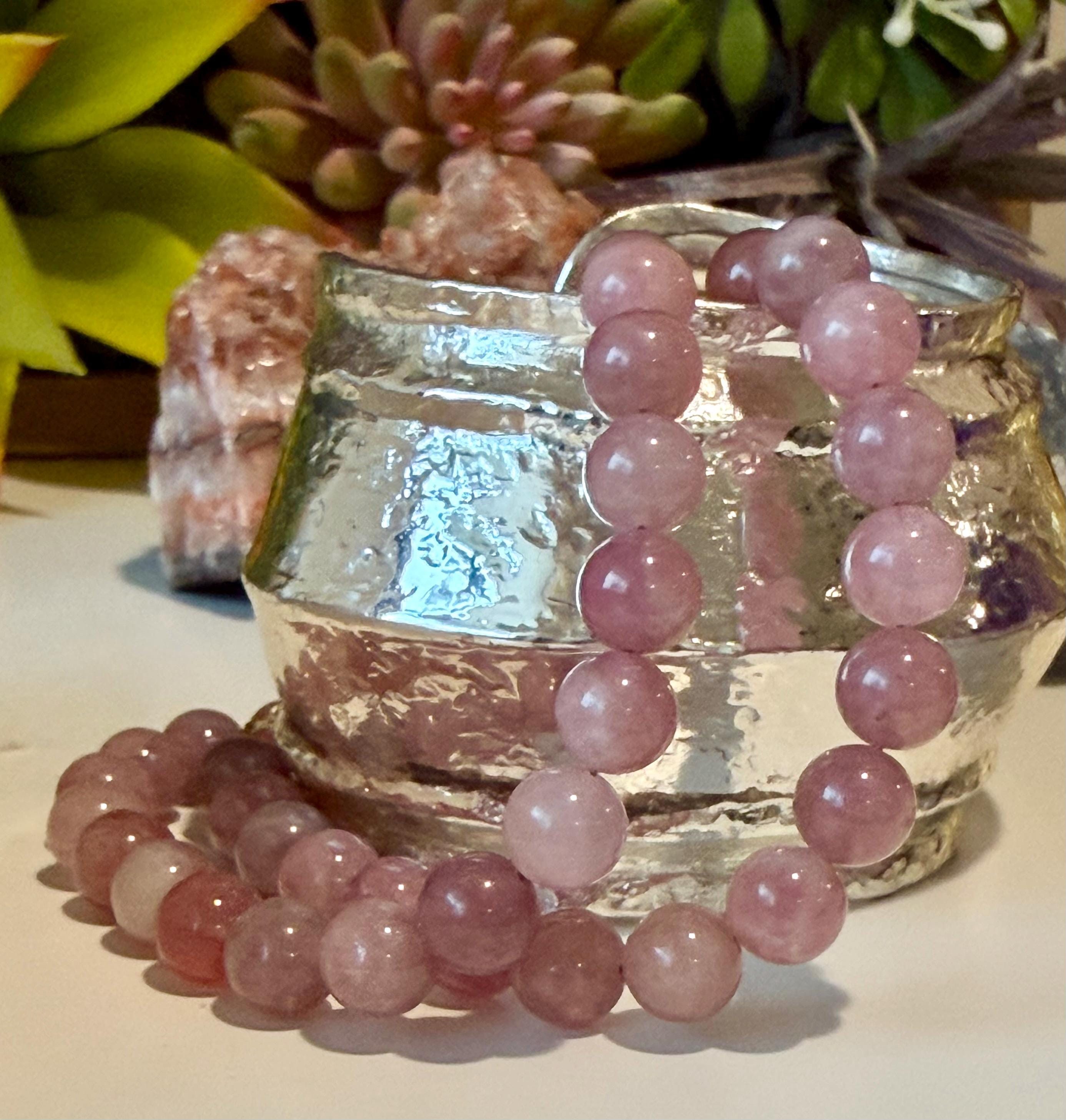 小物・アクセサリー Rose Crystal Rose Quartz Necklace: 18k Gold Filled Clasp, 8mm Beaded Madagascar