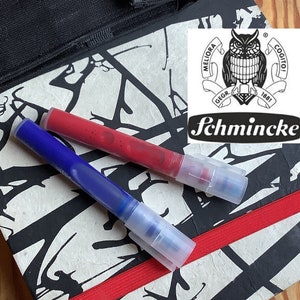 Penne ad acquerello Schmincke. Vero acquerello con pennarelli a scalpello da 3 mm e pennino a punta. Tanto pigmento e tanto colore.
