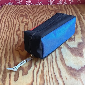 Zippered Art Supply Bag. Rectangular Pencil Case. Utility Case. Heavy Duty, 1000D Cordura, waterproof fabric. Ready Made Blue and Orange.