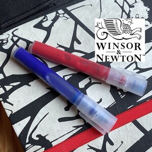 Penne per acquerello Winsor e Newton.  Vero acquerello con pennarelli a scalpello e punta a proiettile da 3 mm.  Tanto pigmento e tanto colore.