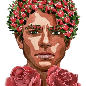 Rose Boy. Original Watercolor. 9x12 inches.