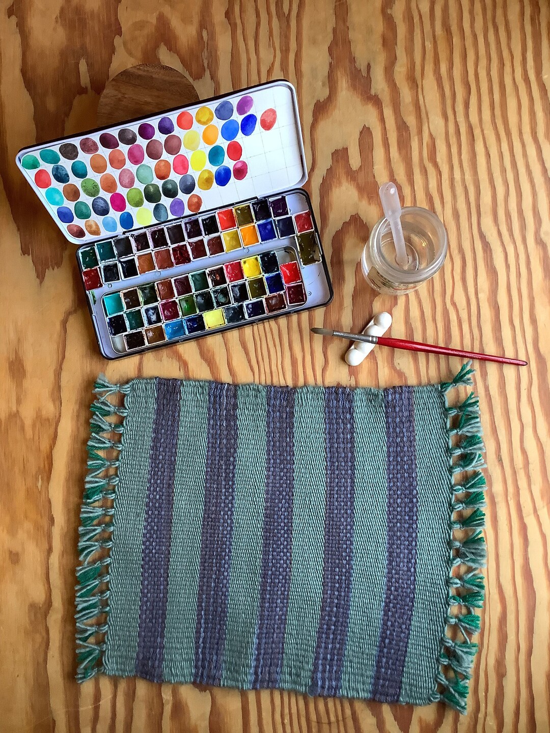 Art Mat #8. Hand Woven, 100% Wool Mat for Art Practice. 14x10 Inch ...