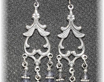 Sumptious Earrings Sterling Silver, Amethyst & Iolite Purple Gemstones 814Chand68