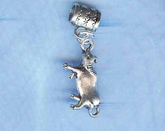 Silver Bull - Taurus Lrg Hole Bead Fits All European Style Add a Bead Charm Bracelet Jewelry PND-ANM008