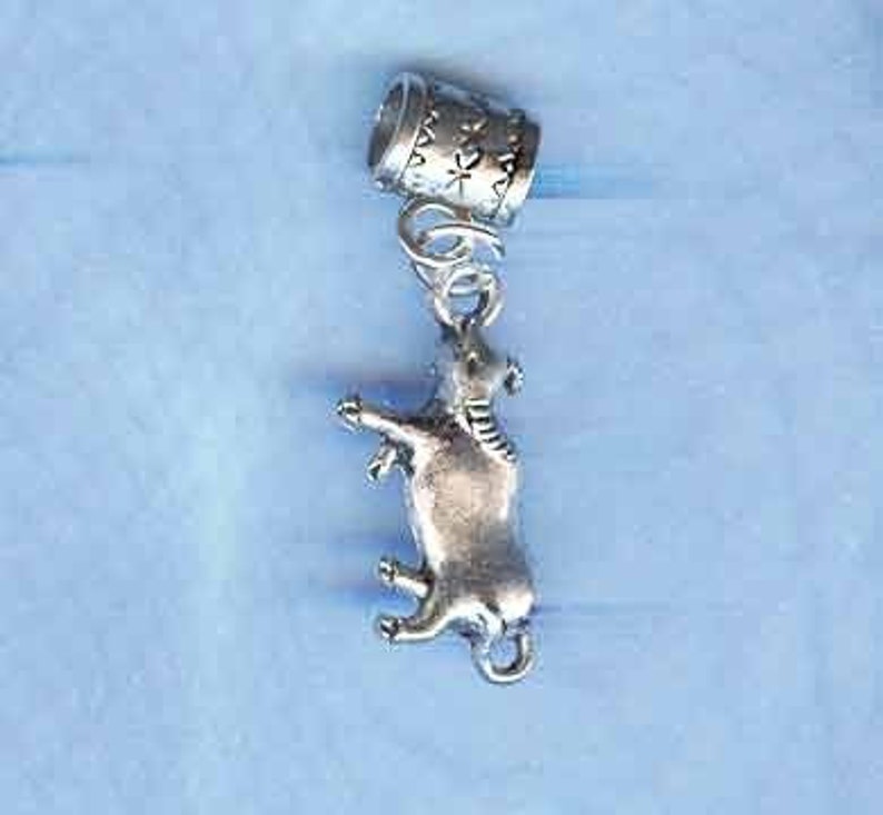 Silver Bull Taurus Lrg Hole Bead Fits All European Style Add a Bead Charm Bracelet Jewelry PND-ANM008 image 1