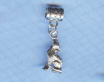 Silver Howling Wolf Lrg Hole Bead Fits All European Style Add a Bead Charm Bracelet Jewelry Pnd-A28