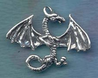 Sterling Silver Dragon Jewelry Pendant  Fan06