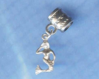 Sterling Silver Mermaid Lrg Hole Bead Fits All European Style Add a Bead Charm Bracelet Jewelry Pnd-Fe19