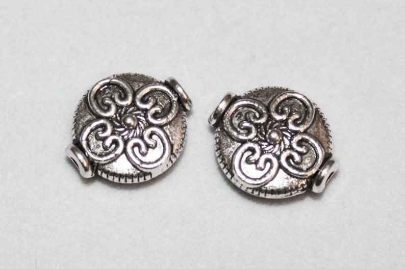 Lr Bali Style Silver Beads Pewter Jewelry Findings Lot of 2 Pwc-BD017 image 1