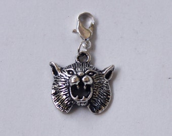 Build Your Bracelet - Silver BOBCAT or LYNX Charm Clip on Add a Charm Jewelry OR for a Pet Collar Sb-Anm038