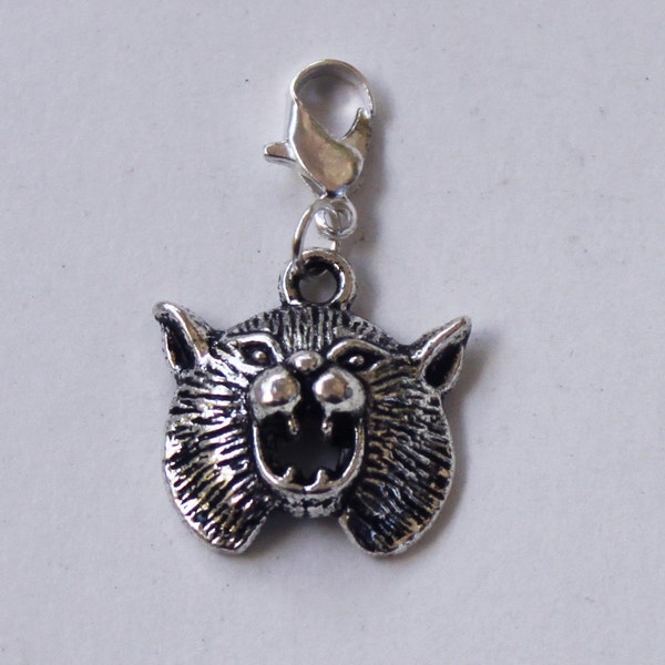 Build Your Bracelet - Silver BOBCAT or LYNX Charm Clip on Add a Charm Jewelry OR for a Pet Collar Sb-Anm038