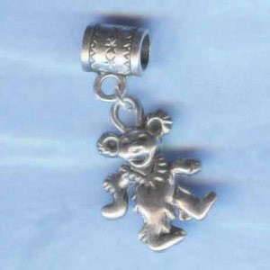 Silver Deddy Bear Lrg Hole Pendant, also Fits All European Style Add a Bead Charm Bracelet Jewelry PND-G068eb