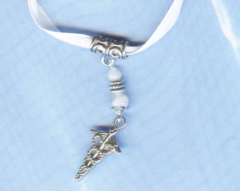 Cadeusus Medical Healer Necklace White and Silver