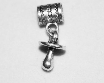 Silver Baby Pacifier Lrg Hole Bead Fits All European Style Add a Bead Charm Bracelet Jewelry Pnd-G108eb