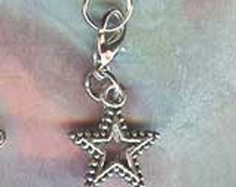 Build Your Bracelet - Silver STAR Charm Clip on Add a Charm Jewelry OR for a Pet Collar SB-Cele01