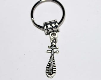 Silver Lute Musical Instrument Key Chain Key Ring Key Holder Key Fob KC-Gen127